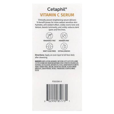 Cetaphil, surowica witaminy C, zapach bez zapachu, 1 Fl Oz (30 ml)