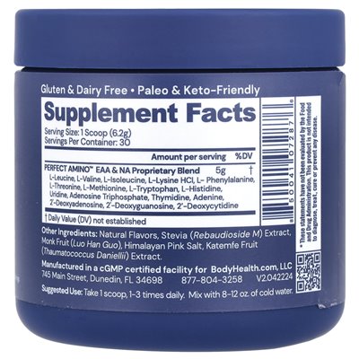 BodyHealth, Perfect Amino ™, wanilia, 6,6 uncji (186 g)