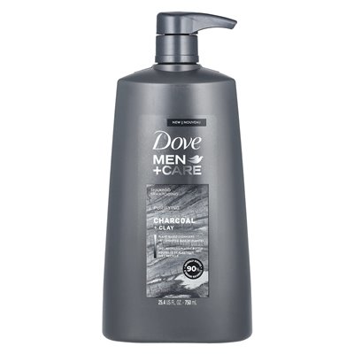 Dove, mężczyźni + opieka, szampon, oczyszczanie, węgiel + glina, 25,4 fl oz (750 ml)