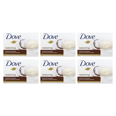 Dove, Restoring, Coconut & Cocoa Butter, 6 Bars, 3.75 oz (106 g)