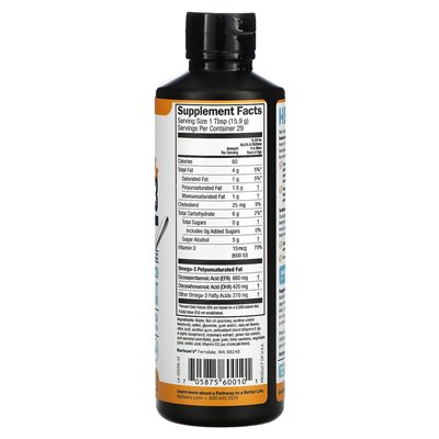 Barlean's, naprawdę pyszne, omega-3 z rybnego oleju, koktajl brzoskwiniowy, 16 uncji (454 g)
