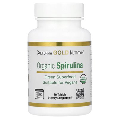 California Gold Nutrition, Organic Spirulina, 1500 mg, 60 tabletek (500 mg na tablet)