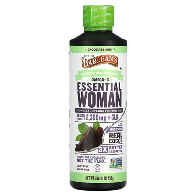 Barlean's, Omega-3 Essential Woman, Czekolada z Miętą, 16 oz (454 g) Barlean's, Omega-3 Essential Woman, Czekolada z Miętą, 16 oz (454 g)