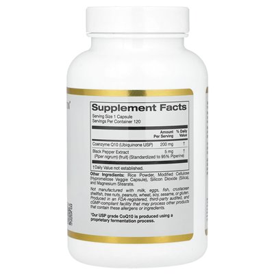 California Gold Nutrition, CoQ10 z Bioperine®, 200 mg, 120 kapsułek wegetariańskich