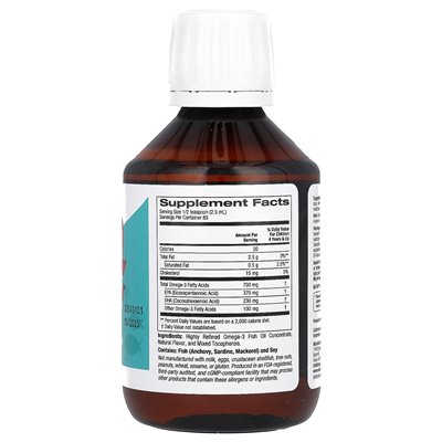 California Gold Nutrition, Norwegian Kids Omega-3 Fish Oil, naturalna cytryna, 6,7 fl oz.(200 ml)