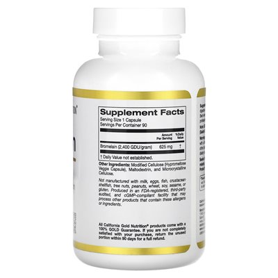 California Gold Nutrition, Bromelain, 625 mg, 90 Vegetarian Capsules