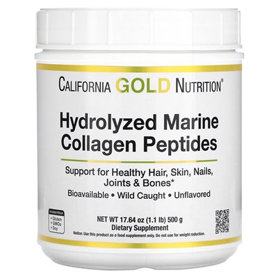 California Gold Nutrition, zhydrolizowane peptydy kolagenowe, niezmożone, 17,64 uncji (500 g)