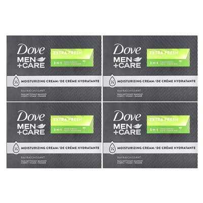 Dove, Men+Care, 3-N-1 mydło barowe, dodatkowe świeże, 4 bary, 3,75 uncji (106 g)