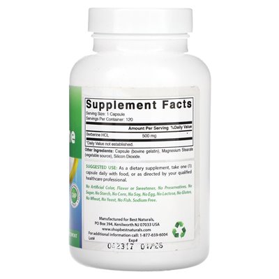 Best Naturals, Berberin, 500 mg, 120 Kapseln