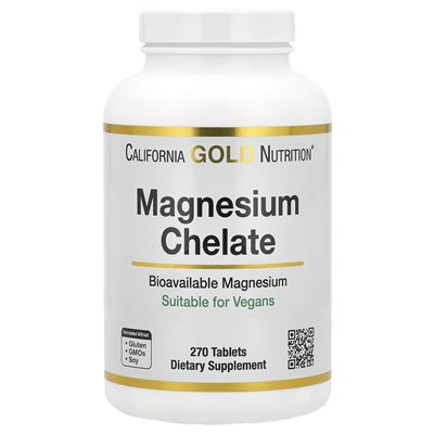 California Gold Nutrition, Magnesium Chelate, 210mg, 270 tablets