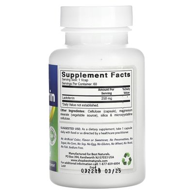 Best Naturals, Laktoferrin, 250 mg, 60 VCAP