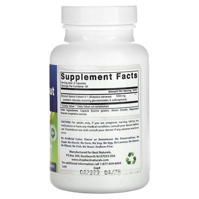 Best Natural, Brokkolisprossenextrakt, 1000 mg, 120 Kapseln (500 mg pro Kapsel)