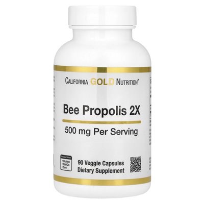 California Gold Nutrition, Bienenpropolis 2x, konzentrierter Extrakt, 500 mg, 90 pflanzliche Kapseln
