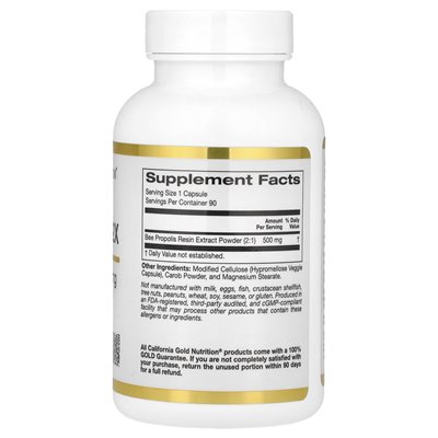 California Gold Nutrition, Bienenpropolis 2x, konzentrierter Extrakt, 500 mg, 90 pflanzliche Kapseln