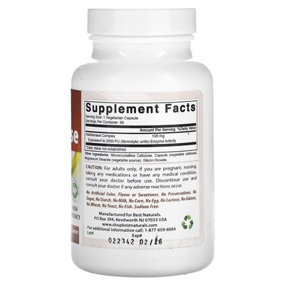 Best Naturals, Nattokinase, 100 mg, 90 vegetarische Kapseln