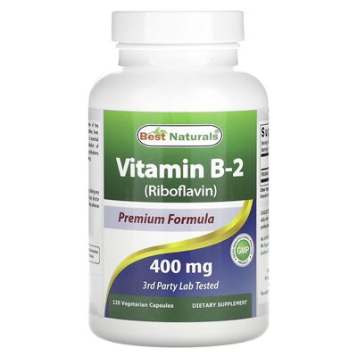 Best Naturals, Vitamin B-2 (Riboflavin), 400 mg, 120 vegetarische Kapseln