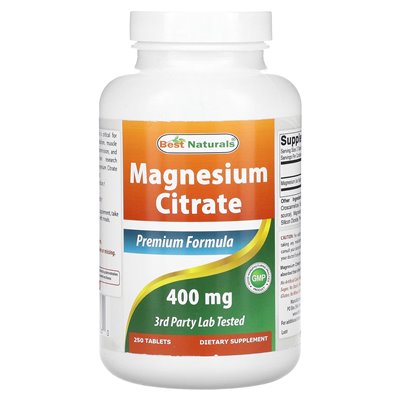Najlepsze naturalne, cytrynian magnezu, 400 mg, 250 tabletek (200 mg na tablet) Najlepsze naturalne, cytrynian magnezu, 400 mg, 250 tabletek (200 mg na tablet)