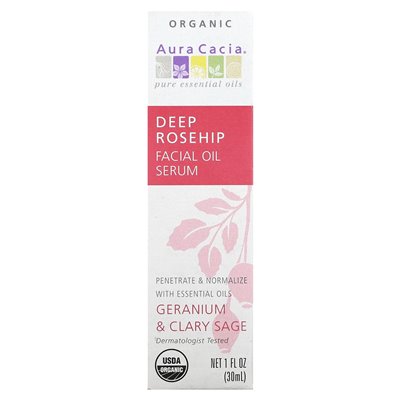 Aura Cacia, Bio-Gesichtsöl „Deep Rose“ mit Hagebuttenserum, Geranie und Salbei, 1 fl oz (30 ml)