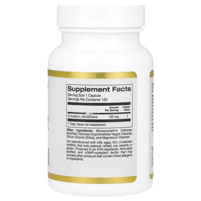 California Gold Nutrition, S-Acetyl L-Glutathion, 100 mg, 120 vegetarische Kapseln