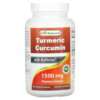 Best Naturals, Kurkuma-Curcumin, 1500 mg, 180 vegetarische Kapseln (750 mg pro Kapsel)