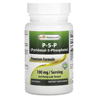 Best Naturals, P-5-P (pirydoksal-5-fosforan), 100 mg, 120 tabletek (50 mg na tablet)