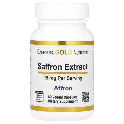 California Gold Nutrition, ekstrakt z szafranu z Affron®, 28 mg, 60 kapsułek wegetariańskich