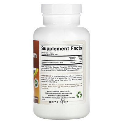 Das Beste aus der Natur, Magnesiumoxid, 500 mg, 180 Tabletten