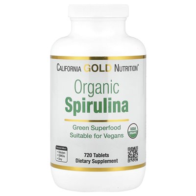 California Gold Nutrition, Organic Spirulina, 500 mg, 720 tabletek