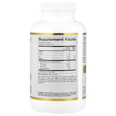 California Gold Nutrition, Organic Spirulina, 500 mg, 720 tabletek