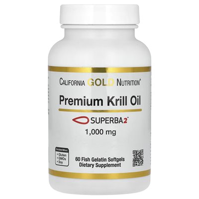 California Gold Nutrition, Premium Krill Oil with Superba2 ™, 1000 mg, 60 miękkich