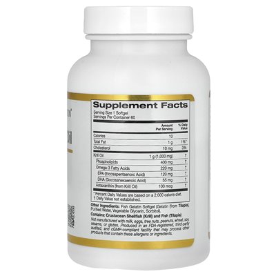 California Gold Nutrition, Premium Krill Oil with Superba2 ™, 1000 mg, 60 miękkich