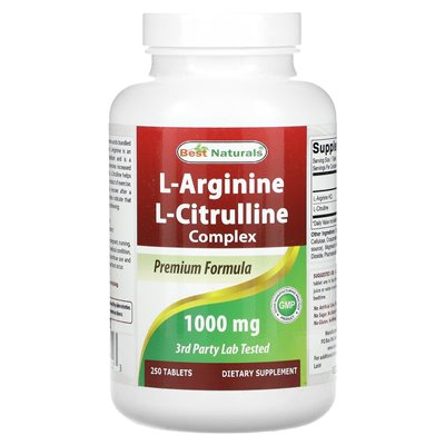Najlepsze Naturals, L-arginina, kompleks L-cytruliny, 250 tabletek
