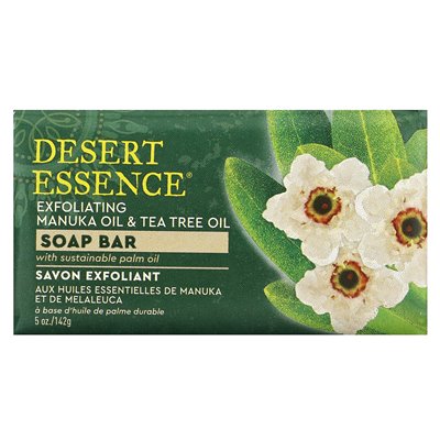 Desert Essence, Exfoliating Manuka Oil &amp Tree Tree Oil, mydelnia, 5 uncji (142 g)