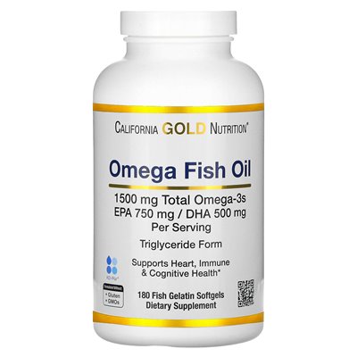 California Gold Nutrition, Norwegian omega-3 fish oil, natural lemon, 180 soft