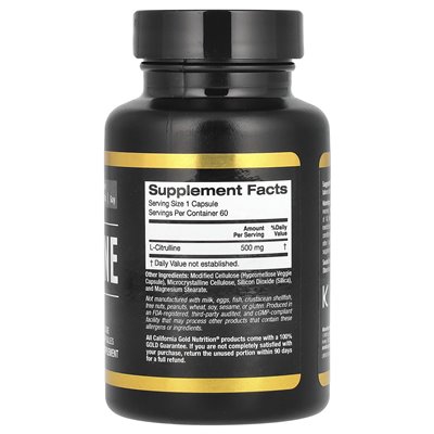 California Gold Nutrition, Sport, L-Citullina, Kyowa Hakko, 500 mg, 60 vegetarische Kapseln