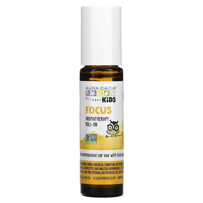 Aura Cacia, Dla Dzieci, Aromaterapia Roll-On, Skupienie, 0,31 uncji (9,2 ml) Aura Cacia, Dla Dzieci, Aromaterapia Roll-On, Skupienie, 0,31 uncji (9,2 ml)