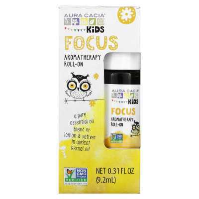 Aura Cacia, Dla Dzieci, Aromaterapia Roll-On, Skupienie, 0,31 uncji (9,2 ml) Aura Cacia, Dla Dzieci, Aromaterapia Roll-On, Skupienie, 0,31 uncji (9,2 ml)