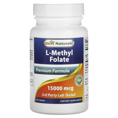 Best Naturals, L-Methylfolat, 15.000 mcg, 60 Tabletten