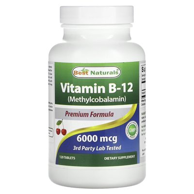 Best Naturals, witamina B-12 (metylokokobalamina), 6000 mcg, 120 tabletek