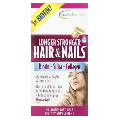 Applied nutrition, longer stronger hair and nails, 60 liquid soft wet