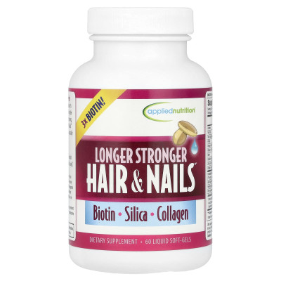 Applied nutrition, longer stronger hair and nails, 60 liquid soft wet