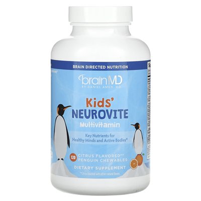 Brainmd, Kids ', neurovite multivitamin, cytrus, 120 pingwin do żuć