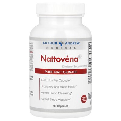 Arthur Andrew Medical, Nattovena, Czysta Nattokinaza, 200 mg, 90 Kapsułek Arthur Andrew Medical, Nattovena, Czysta Nattokinaza, 200 mg, 90 Kapsułek