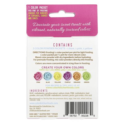 Colorkitchen, Food Colors from Nature, Multicolor, 3 Powder Packets, 0.11 oz (3 g) each