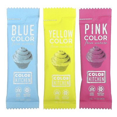 Colorkitchen, kolory żywności z natury, wielokolorowe, 3 pakiety proszkowe, 0,11 uncji (3 g) każdy