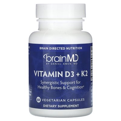 Mózg, witamina D3 + K2, 60 kapsułek wegetariańskich