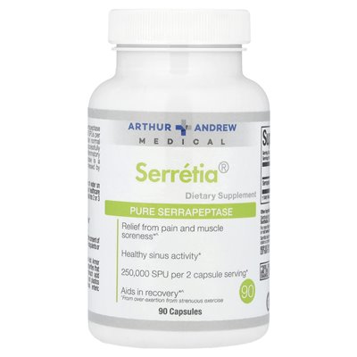 Arthur Andrew Medical, Serretia®, reine Serrapeptase, 250.000 SPU, 90 Kapseln (125.000 SPU pro Kapsel)