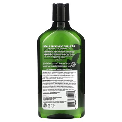 Avalon Organics, szampon, leczenie skóry głowy, drzewo herbaciane, 11 Fl Oz (325 ml)
