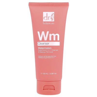 Dr Botanicals, Plant-Based Watermelon Superfood 2-in-1, Cleanser & Makeup Remover, 3.38 Fl Oz (100 ml)