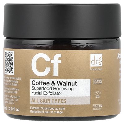 Dr Botanicals, Coffee & Walnut Superfood Renewing Facial Exfoliator, 2 Fl Oz (60 ml)